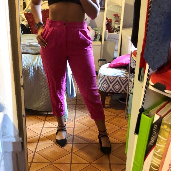 hot pink trousers zara